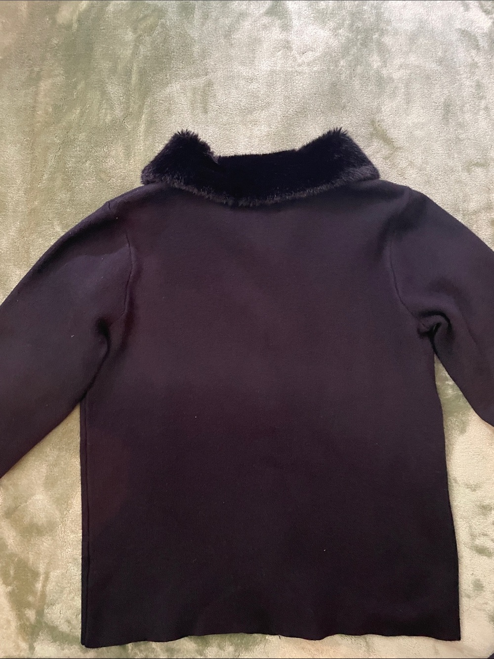 BY DESIGN Black Faux Fur Collar Button Cardigan Size S - Picture 7 of 8